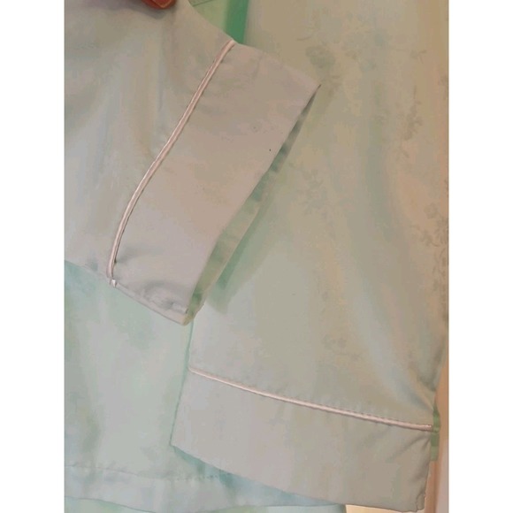 Miss Elaine Pajama Set Large Floral Jacquard 2 Piece Set Light Green - Picture 4 of 11